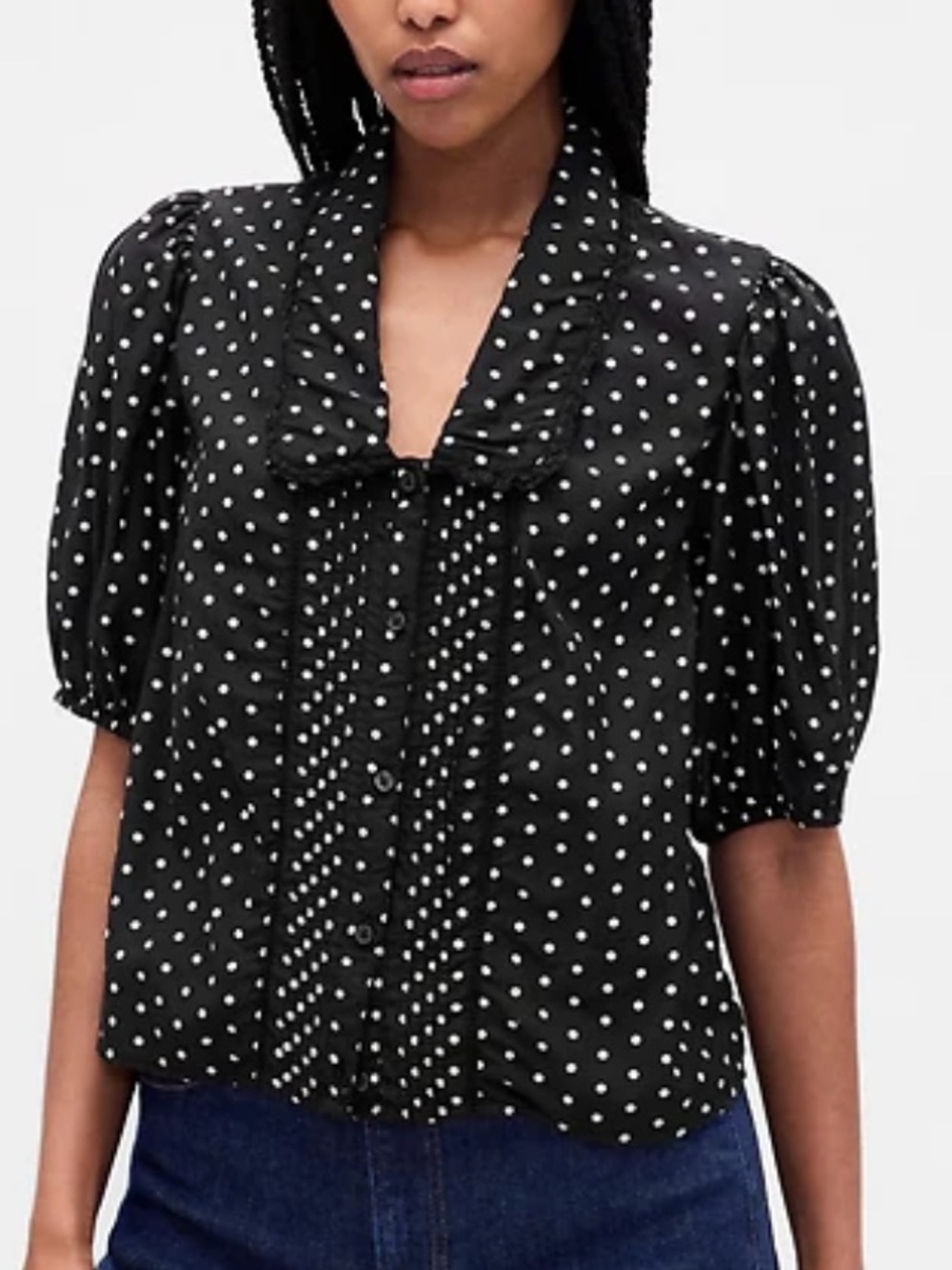 NWT GAP Polka Dot Puff-Sleeve Collar Blouse XL Tall